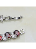 We Happy Women Red & White Crystal Topaz Tennis Bracelet – 8-Inch Jewellery Gift
