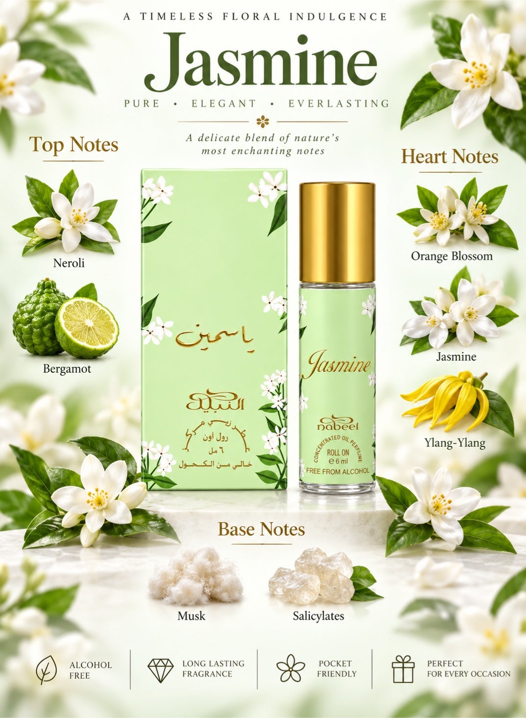 Nabeel Jasmine Alcohol-Free Roll-On Perfume Oil 6ml - 3 Pack - photo 7