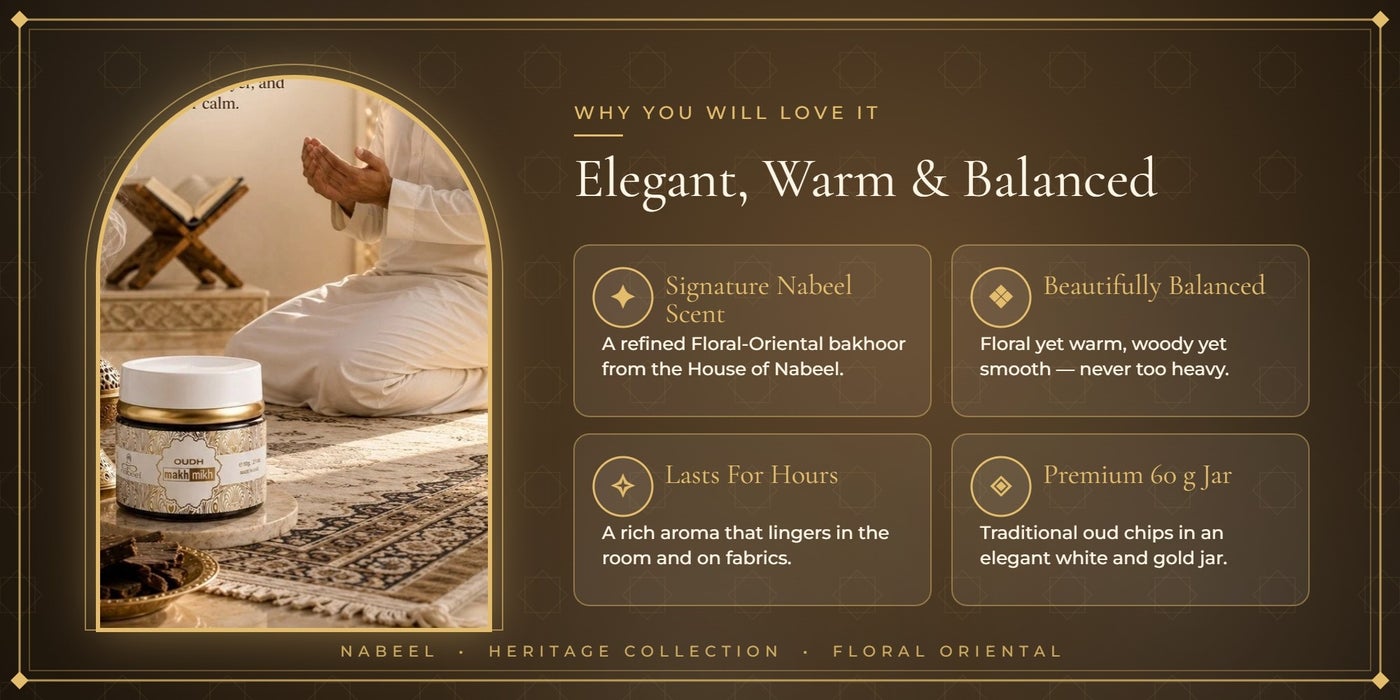 Makh Mikh key benefits – elegant, warm, long-lasting bakhoor