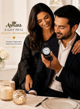Asmara Engraved Pocket Watch for Husband – Retro Black Quartz Pocket Watch with Chain – Romantic Vintage Gift for Husband – Anniversary Birthday Valentine Gift