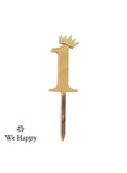 We Happy 1st Birthday Cake Topper Sparkling Gold Acrylic 1 Number Prop for Photoshoots and Parties