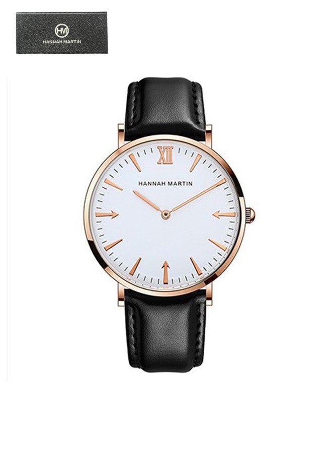 Hannah Martin Classic Leather Strap Watch Black Gold - photo 8