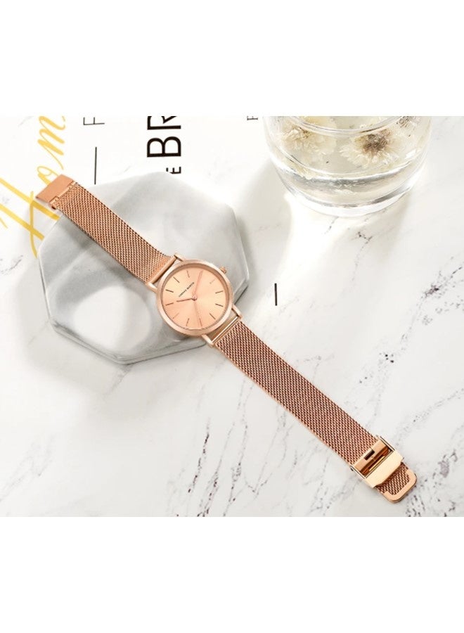 Hannah Martin women's ultra-thin stainless steel mesh watch, rose gold - photo 4