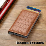 ASMARA RFID Blocking Pop Up Wallet for Men & Women, Crocodile Texture Leather Cover, Slim Aluminum Credit Card Holder, Automatic Card Ejector Wallet, Compact Cash & Card Organizer(Eyu Brown, 1 Pc)