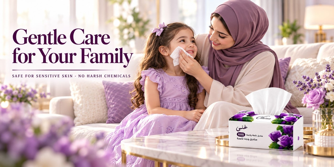 Ghena gentle facial tissues safe for sensitive skin, family use