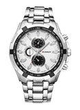 Curren 8023 Silver Steel Chronograph Men’s Luxury Sports Watch Premium Tachymeter Dial and Multifunction Timepiece