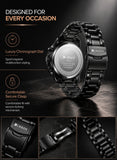 Curren 8023 Black Steel Chronograph Men’s Luxury Sports Watch Premium Tachymeter Dial and Multifunction Timepiece