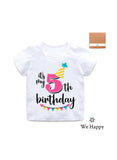 We Happy It's My 5th Birthday Printed Kids Lovely Cotton T-Shirt