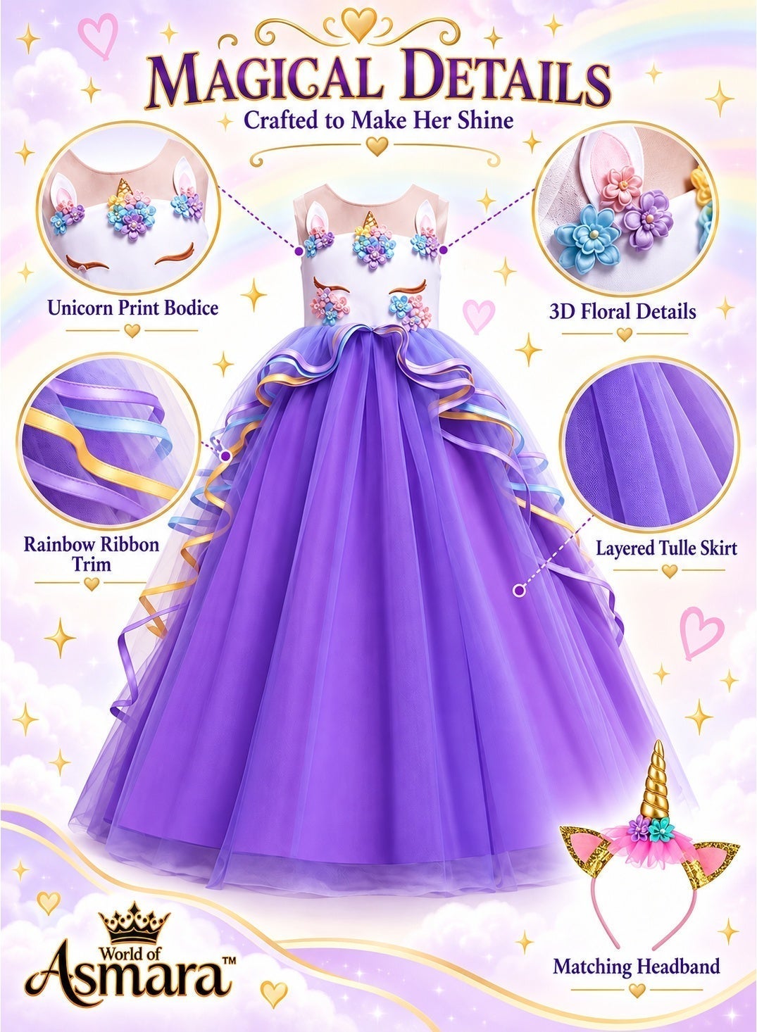 World of Asmara unicorn princess maxi dress - Purple - photo 3