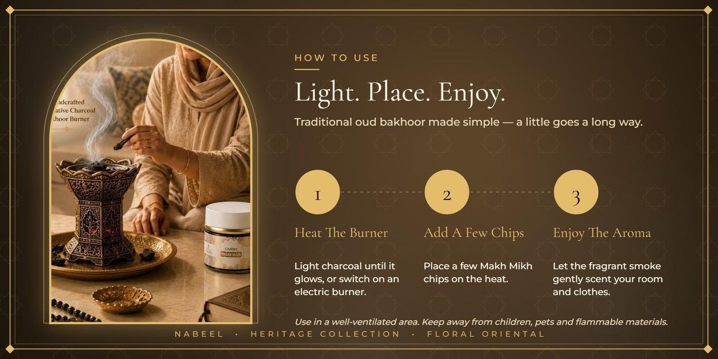 How to use Makh Mikh bakhoor with a burner