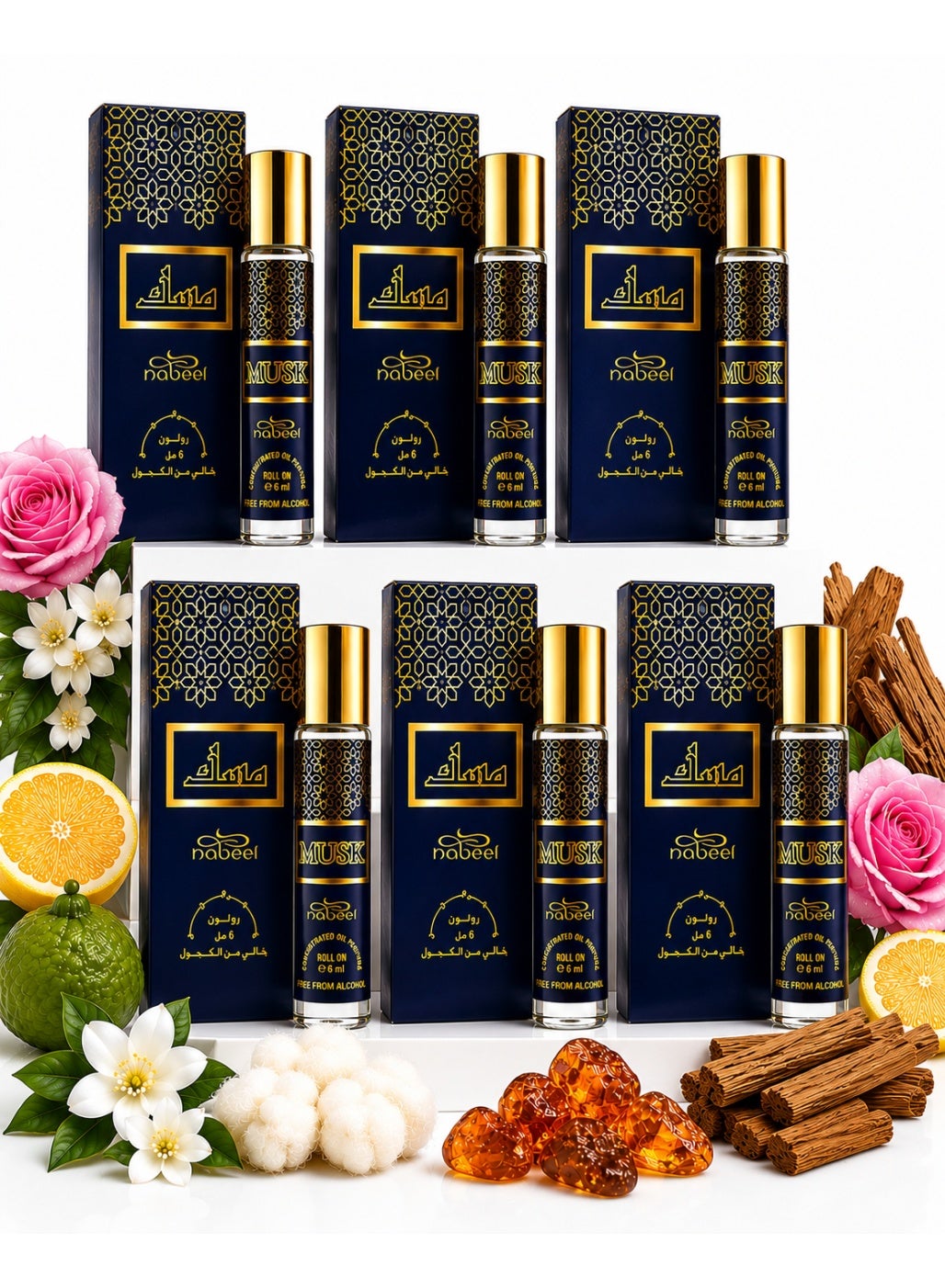 Nabeel Musk Alcohol-Free Roll-On Perfume Oil 6ml - 6 Pack - photo 1