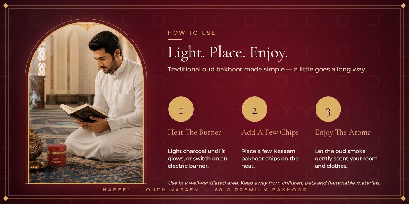 How to use Oudh Nasaem bakhoor with a burner