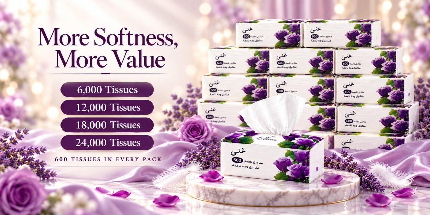 Ghena facial tissues bulk value packs 6000, 12000, 18000 and 24000 tissues