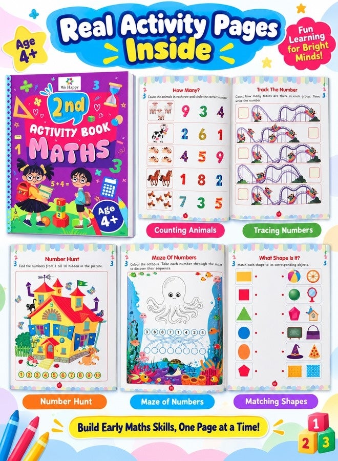 Real maths activity pages inside - number hunt, maze, matching shapes