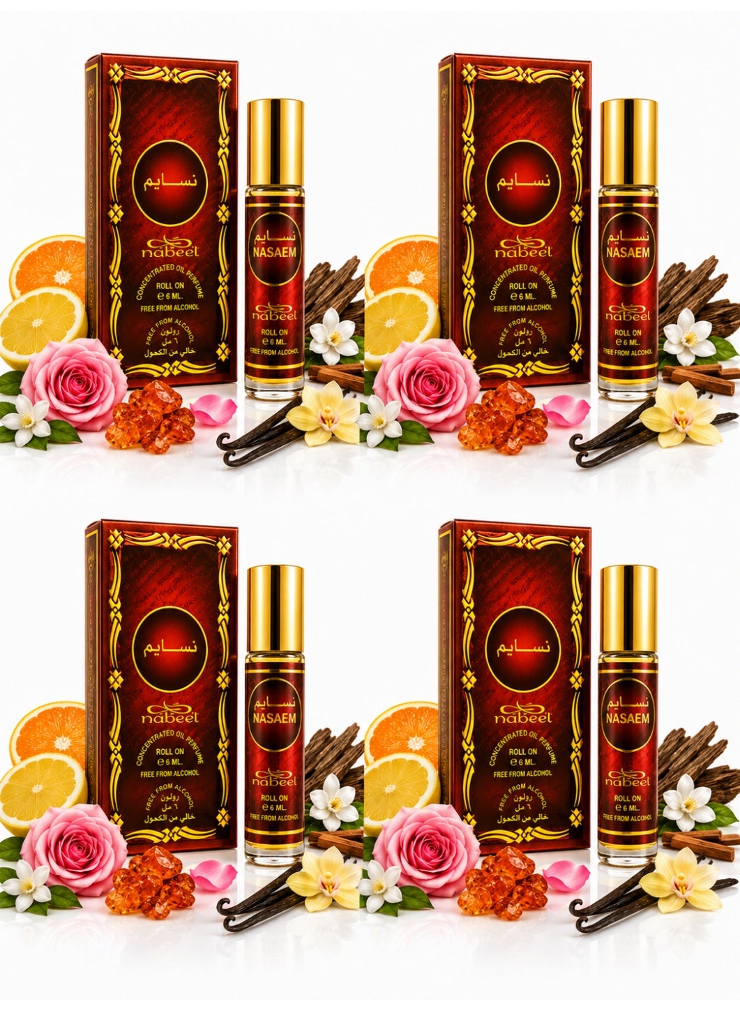 Nabeel Nasaem Alcohol-Free Roll-On Perfume Oil 6ml - 4 Pack - photo 1