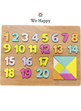 We Happy 28 Pieces Wooden Montessori Toys for Kids – ABC 123 Puzzle Board, Preschool Educational Learning Toy for 3 4 5 Year Old Boys Girls, Alphabet & Number Wooden Toys, Birthday Gift