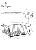 We Happy Under Shelf Storage Basket Rack 44 cm Wire Rack Slides Under Shelves For Kitchen Wardrobe Freezer Pantry Laundry Room and Under The Table Easy to Install Black