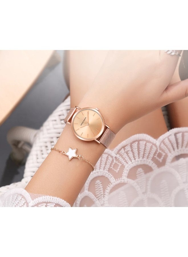 Hannah Martin women's ultra-thin stainless steel mesh watch, rose gold - photo 7