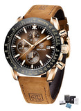 BENYAR Mens Quartz Chronograph Watch 5140 – Waterproof 45mm Analog Wristwatch with Leather or Stainless Steel Strap