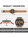 BENYAR Mens Quartz Chronograph Watch 5140 – Waterproof 45mm Analog Wristwatch with Leather or Stainless Steel Strap