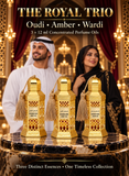 Haramain Oudi, Amber & Wardi Luxurious Set of 3 Concentrated Perfume Oils (12ml Each) | Long-Lasting Arabian Attar Collection for Men and Women