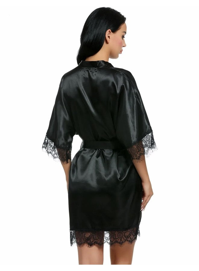 Ladies Nightwear Gown Satin Bathrobe Bridesmaid Short Kimono Sleepsuit