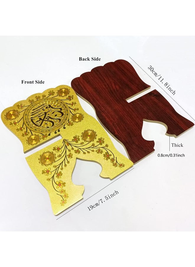 Muslim Al Quran Rehal Stand, Foldable Wooden Holder for Holy Books, Prayers Shelf for Eid, Ramadan, Religious Gift