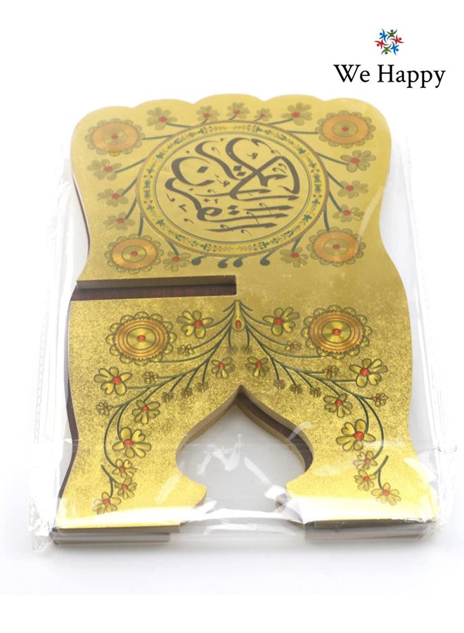 Muslim Al Quran Rehal Stand, Foldable Wooden Holder for Holy Books, Prayers Shelf for Eid, Ramadan, Religious Gift