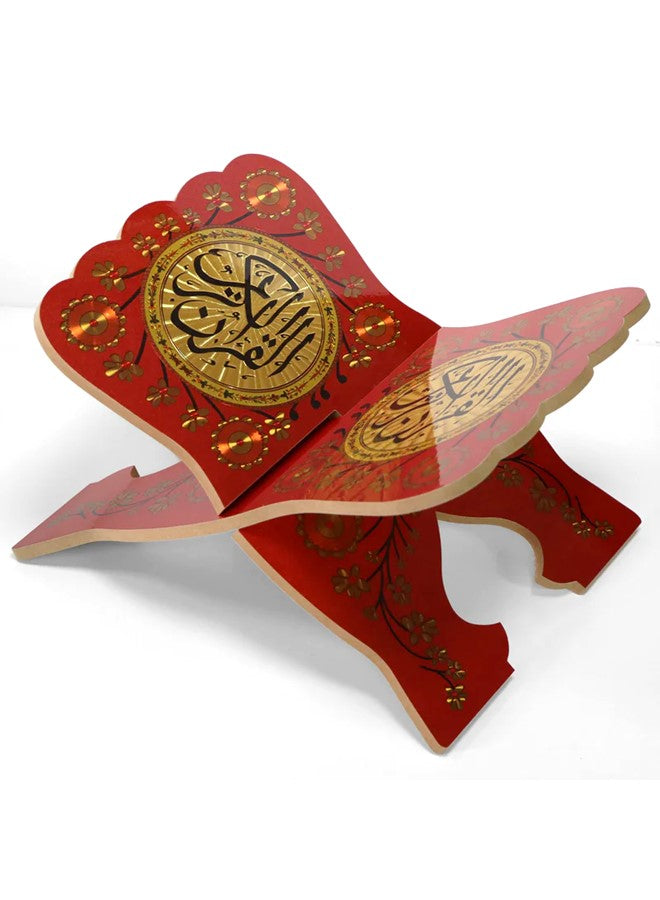 Muslim Al Quran Rehal Stand, Foldable Wooden Holder for Holy Books, Prayers Shelf for Eid, Ramadan, Religious Gift