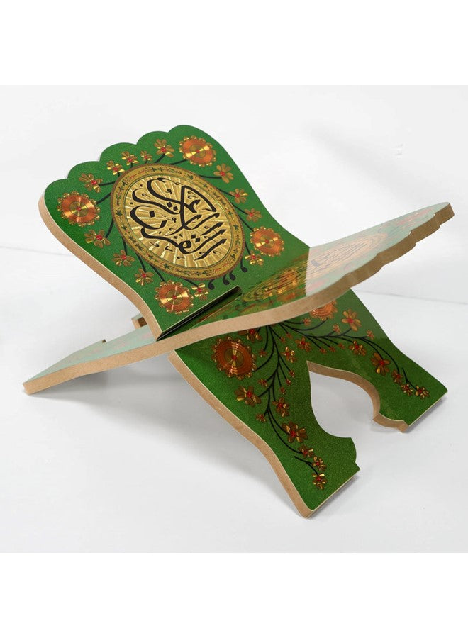Muslim Al Quran Rehal Stand, Foldable Wooden Holder for Holy Books, Prayers Shelf for Eid, Ramadan, Religious Gift