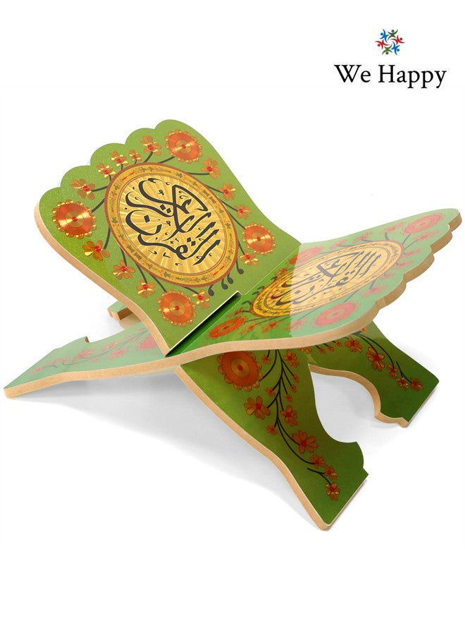 Muslim Al Quran Rehal Stand, Foldable Wooden Holder for Holy Books, Prayers Shelf for Eid, Ramadan, Religious Gift