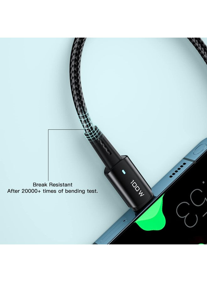 ESSAGER Mobile Fast Charging Cable C Type 100W, Nylon Braided  5A Super Fast Charging USB C to USB C, Compatible with Smartphones, Tablets, Laptops, Power Banks