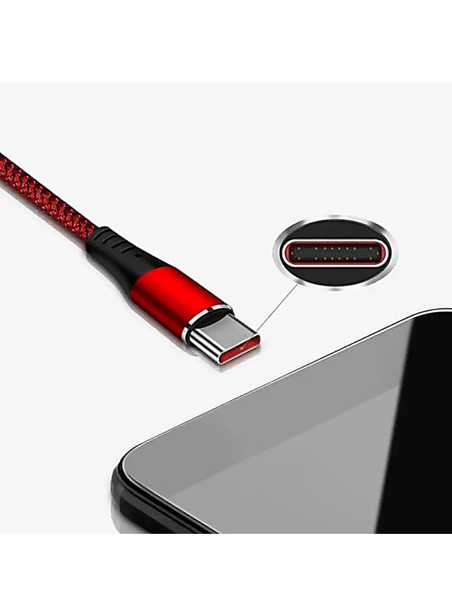 Mobile Charging Cable USB to C Type, Nylon Braided Sync, Charge and Data Transfer Wire, Compatible with Smartphones, Tablets, Power Banks (Comes in Assorted Colors and size)