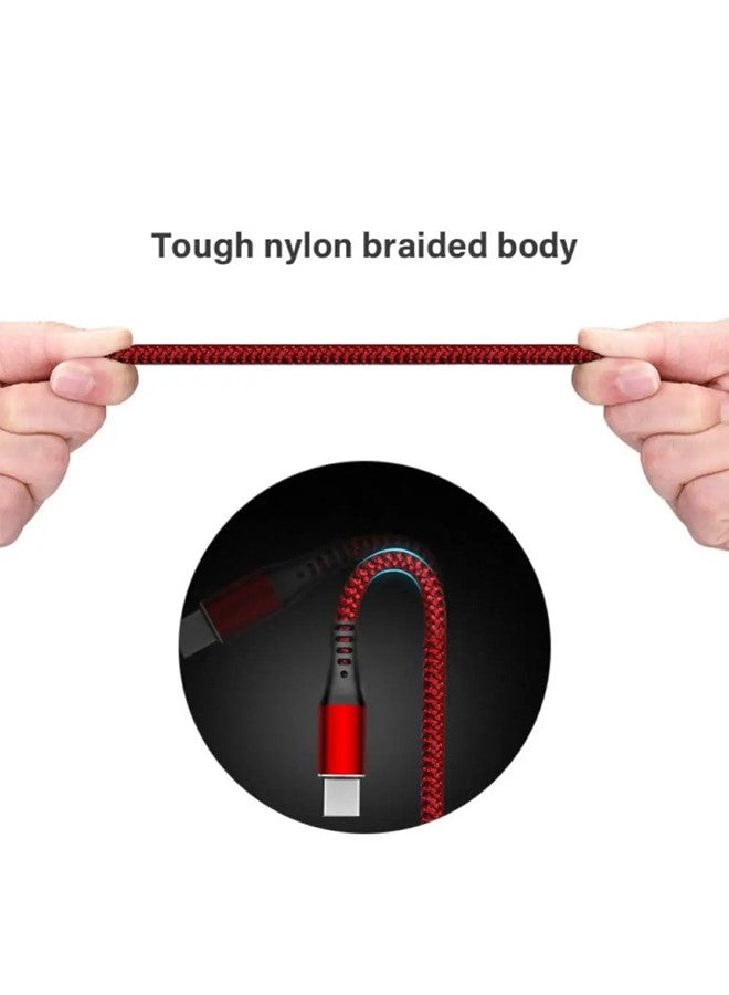 Mobile Charging Cable USB to C Type, Nylon Braided Sync, Charge and Data Transfer Wire, Compatible with Smartphones, Tablets, Power Banks (Comes in Assorted Colors and size)