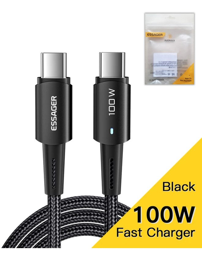 ESSAGER Mobile Fast Charging Cable C Type 100W, Nylon Braided  5A Super Fast Charging USB C to USB C, Compatible with Smartphones, Tablets, Laptops, Power Banks