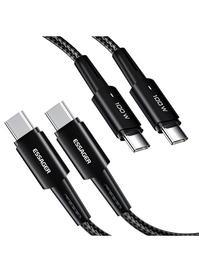 ESSAGER Mobile Fast Charging Cable C Type 100W, Nylon Braided  5A Super Fast Charging USB C to USB C, Compatible with Smartphones, Tablets, Laptops, Power Banks