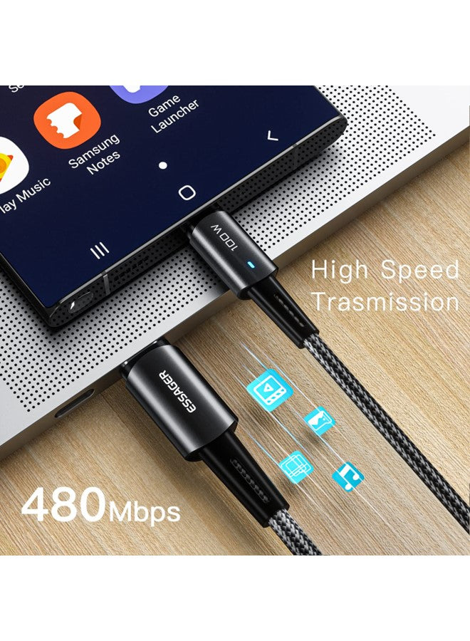 ESSAGER Mobile Fast Charging Cable C Type 100W, Nylon Braided  5A Super Fast Charging USB C to USB C, Compatible with Smartphones, Tablets, Laptops, Power Banks