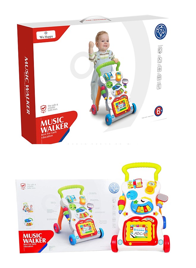 Baby Walker with Music and Toys Multi Functional Early Learning, Fine Motor, Limb Training Trolley Detachable Piano, Rattle, Lights, Phone