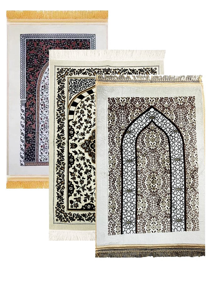 Turkish Muslim Prayer Mat Islamic Rug Soft Velvet Portable Namaz Janamaz