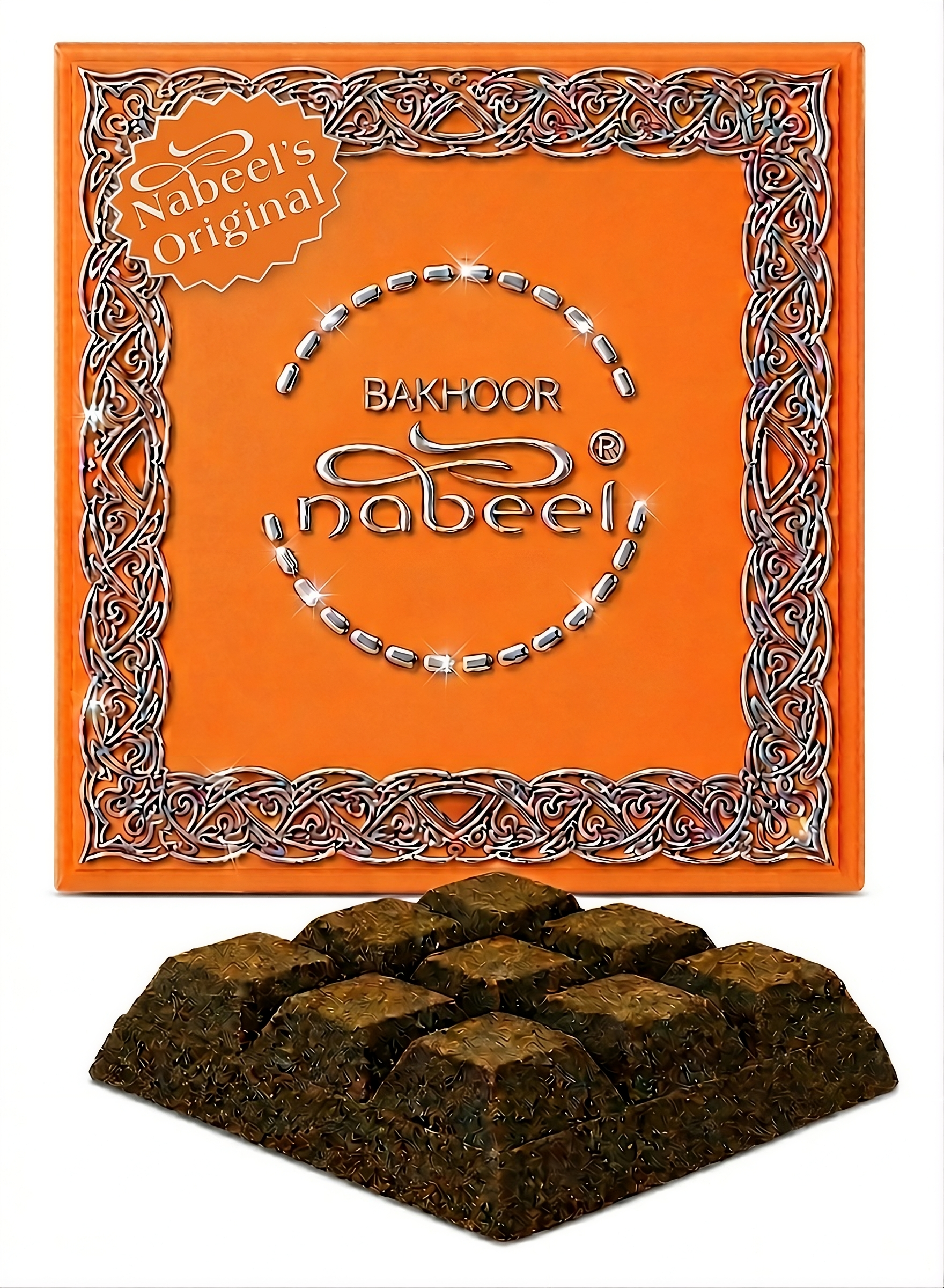 Nabeel Bakhoor Original 40g Premium Arabian Oudh Incense Bar and Packaging