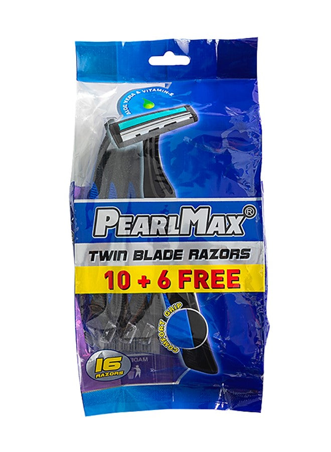 PearlMax Twin Blade Razors Smooth Shave with Aloe Vera Disposable Razors for Comfort and Precision Shaving 16 Pieces