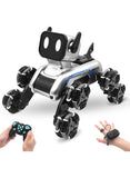 Remote Control Robot Dog Toy 8WD Gesture Sensing Stunt RC Car with Lights, Dual Remote, Music for Kids Age 6+