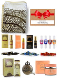 Ramadan Eid Gift Set - Prayer Mat Digital Tasbih Nabeel Roll On, Oudh, Perfume, Kaaba Design Pocket Watch and Mini Bakhoor Elegant and Budget Friendly Islamic Gift Box for Muslim Family, Friends and Loved Ones