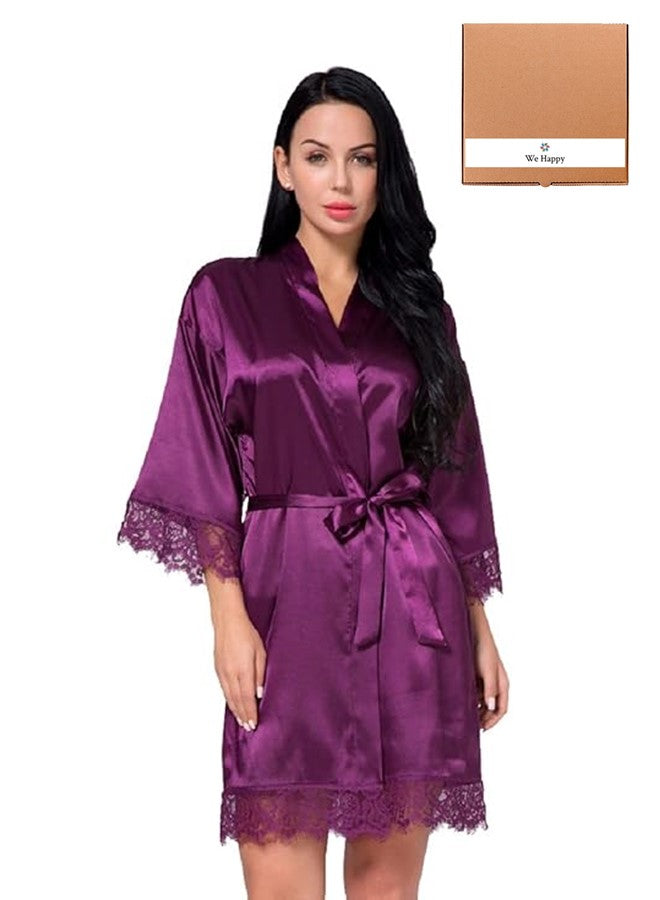 Ladies Nightwear Gown Satin Bathrobe Bridesmaid Short Kimono Sleepsuit