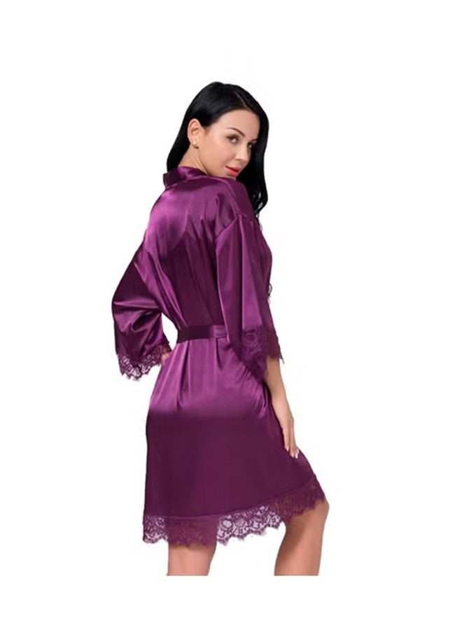 Ladies Nightwear Gown Satin Bathrobe Bridesmaid Short Kimono Sleepsuit