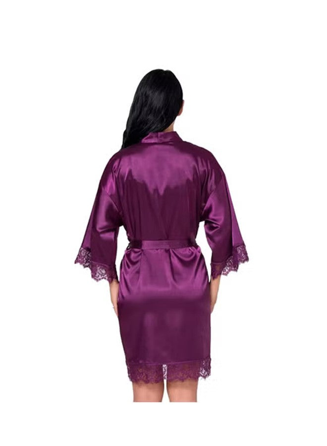 Ladies Nightwear Gown Satin Bathrobe Bridesmaid Short Kimono Sleepsuit
