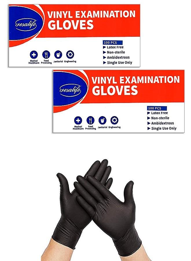 Gesalife Disposable Black Gloves Vinyl Powder Free