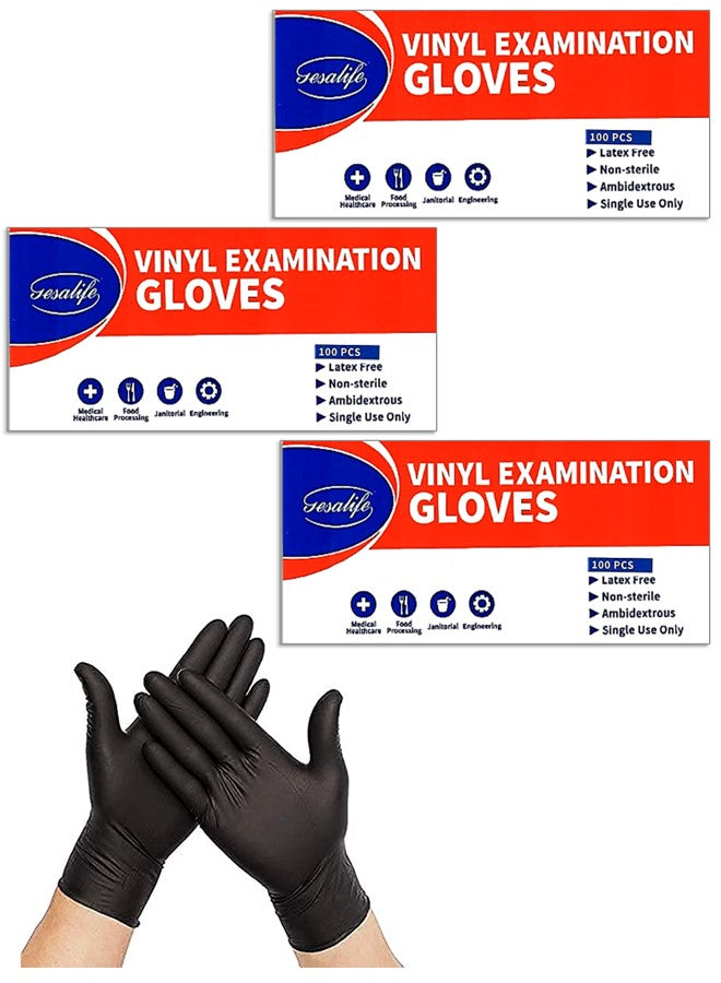 Gesalife Disposable Black Gloves Vinyl Powder Free