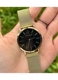 Hannah Martin Women’s Ultra-Thin Stainless Steel Mesh Watch Elegant, Waterproof & Timeless Analog Quartz Design Gold Black
