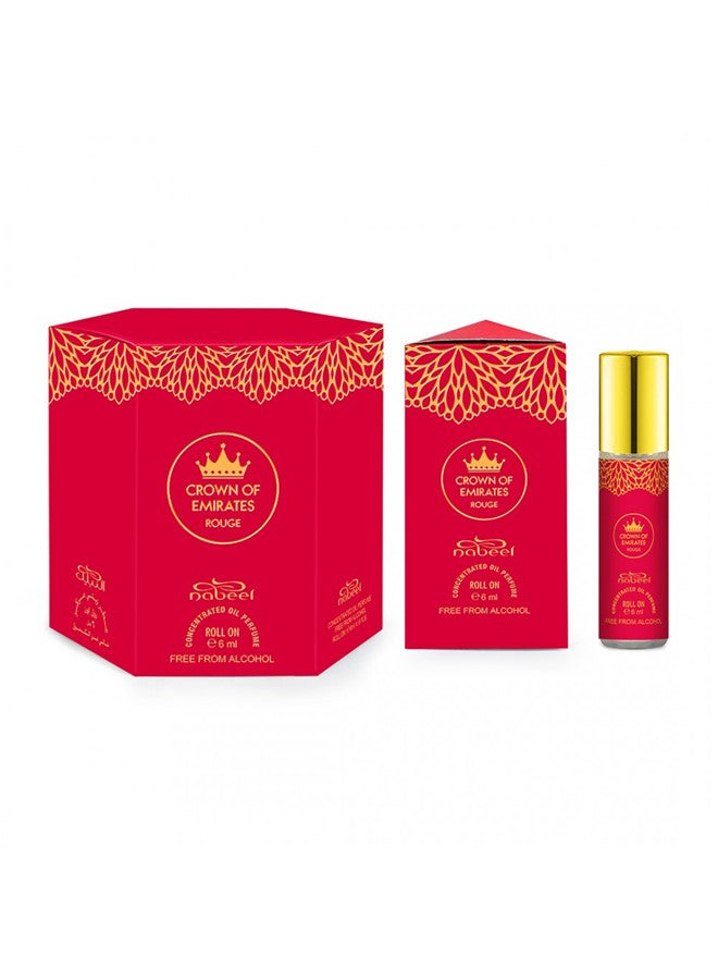 Pack of 6 Nabeel Crown Of Emirates Rouge 6ml Roll On Concentrated Oil Perfume